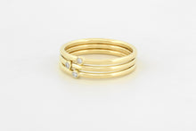 Afbeelding in Gallery-weergave laden, Ring met drie banden en diamanten, geelgoud