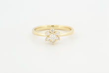 Afbeelding in Gallery-weergave laden, Ring met zeven diamanten in entourage, geelgoud