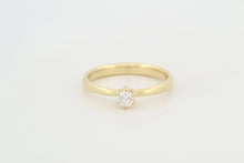 Afbeelding in Gallery-weergave laden, Ring toelopend met zespoot en diamant, geelgoud