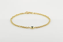 Afbeelding in Gallery-weergave laden, Armband van ovale schakels met zetting en groene toermalijn, geelgoud