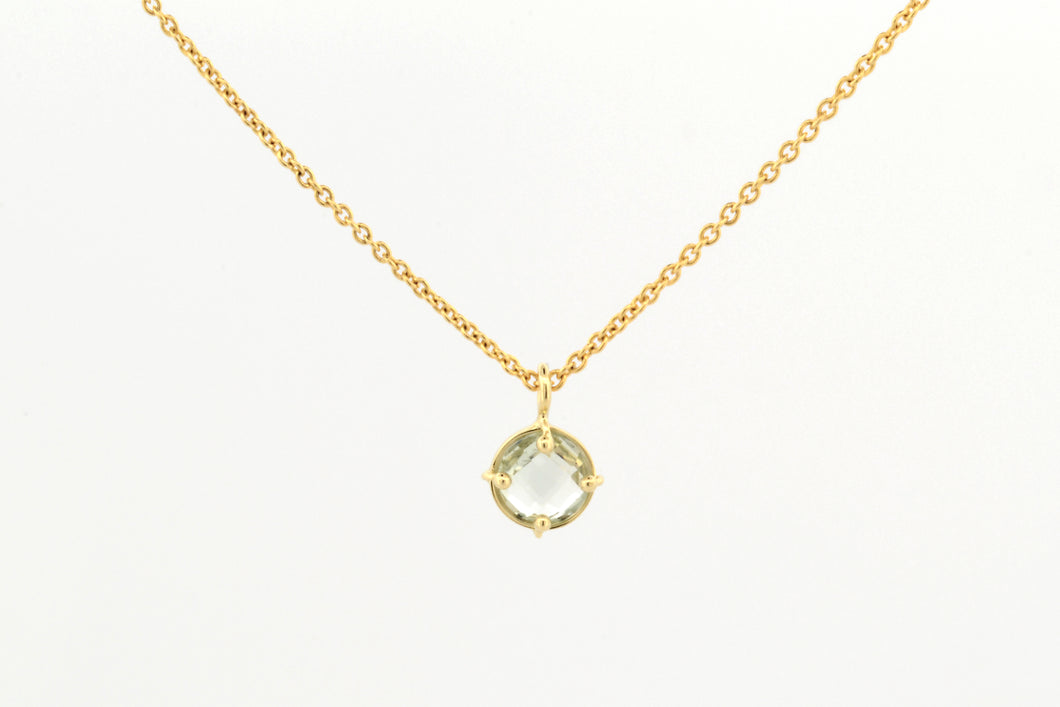 Collier Dubbelfacet groene kwarts, geelgoud