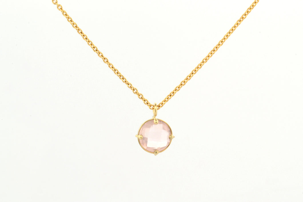 Collier Dubbelfacet rozekwarts, geelgoud