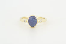 Afbeelding in Gallery-weergave laden, Ring met cabochon geslepen tanzaniet en diamanten, geelgoud
