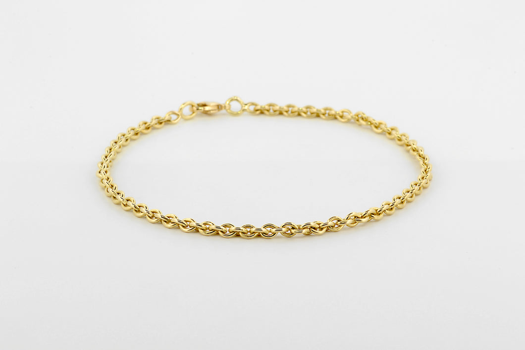Armband van kleine ovale schakeltjes, geelgoud