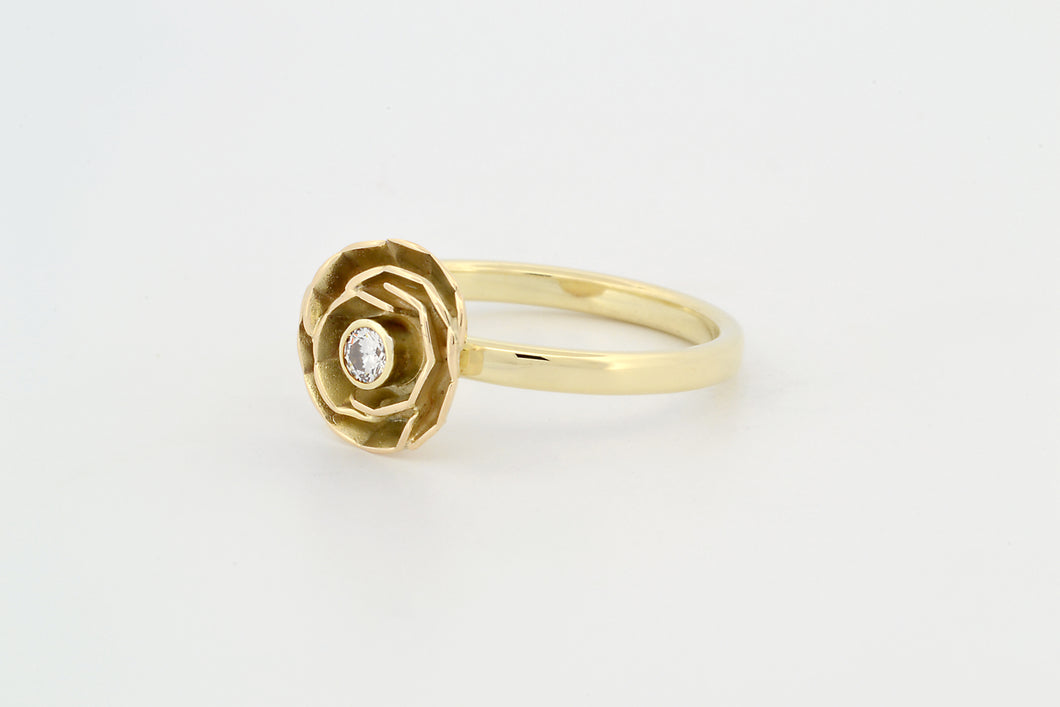 Ring Roos XL met diamant, geelgoud